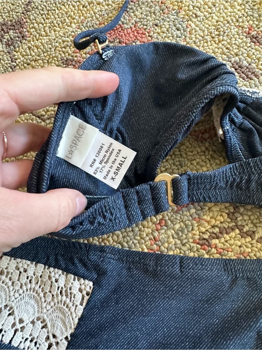 NWOT L*Space crochet faux denim bikini set extra small - Thumbnail 4