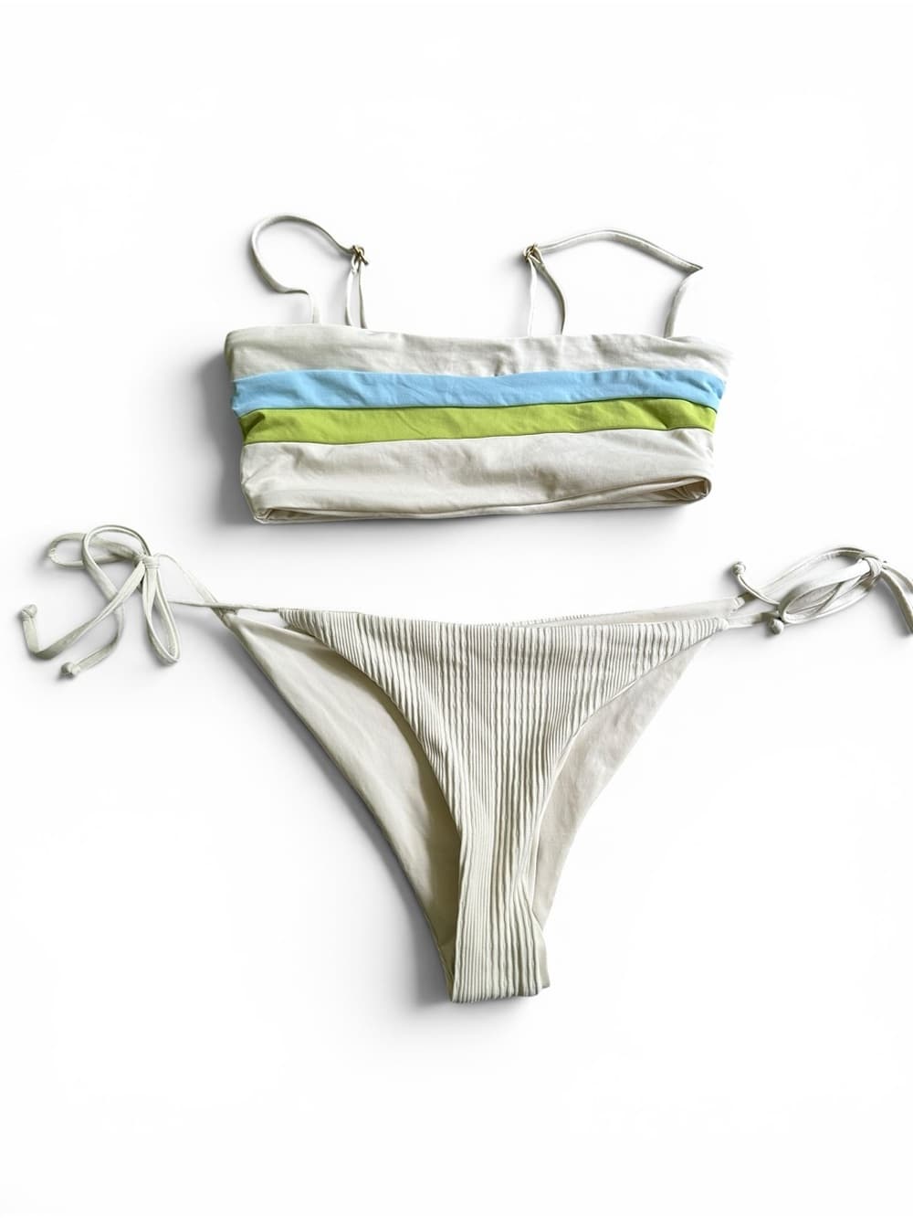NWOT L*Space Rebel stripe bikini set cream small - Thumbnail 3