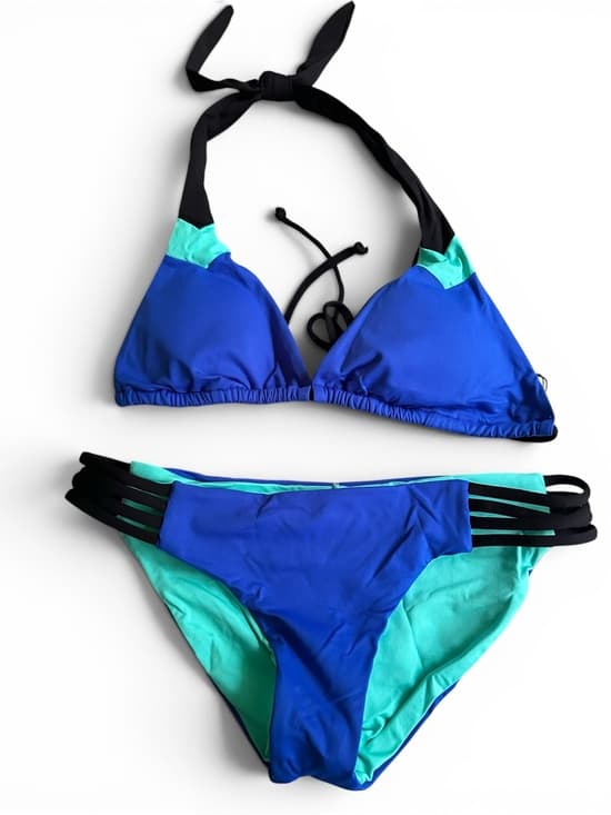 NWOT L*Space Low Down bikini set black blue teal - Thumbnail 6