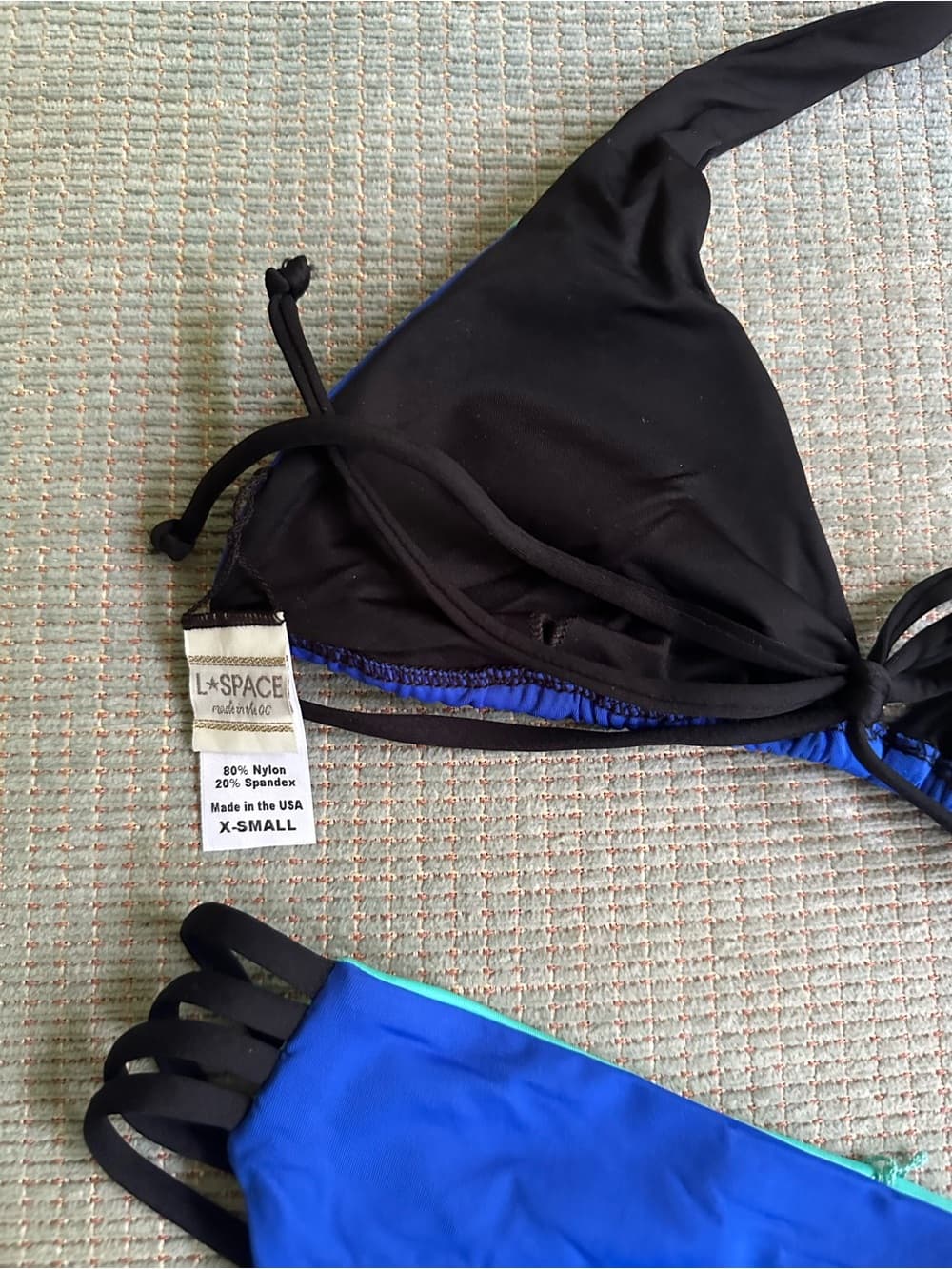NWOT L*Space Low Down bikini set black blue teal - Thumbnail 4