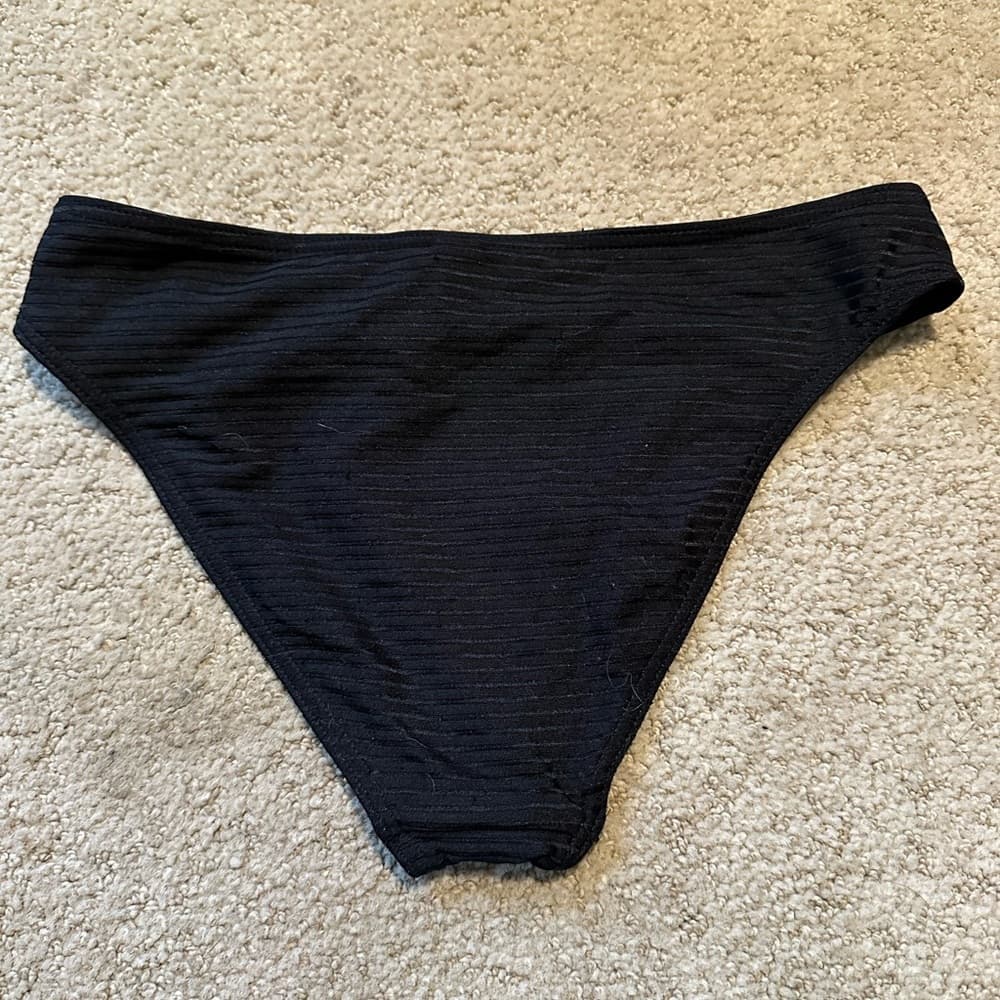 Solid and Striped ribbed bikini bottoms black - Thumbnail 4