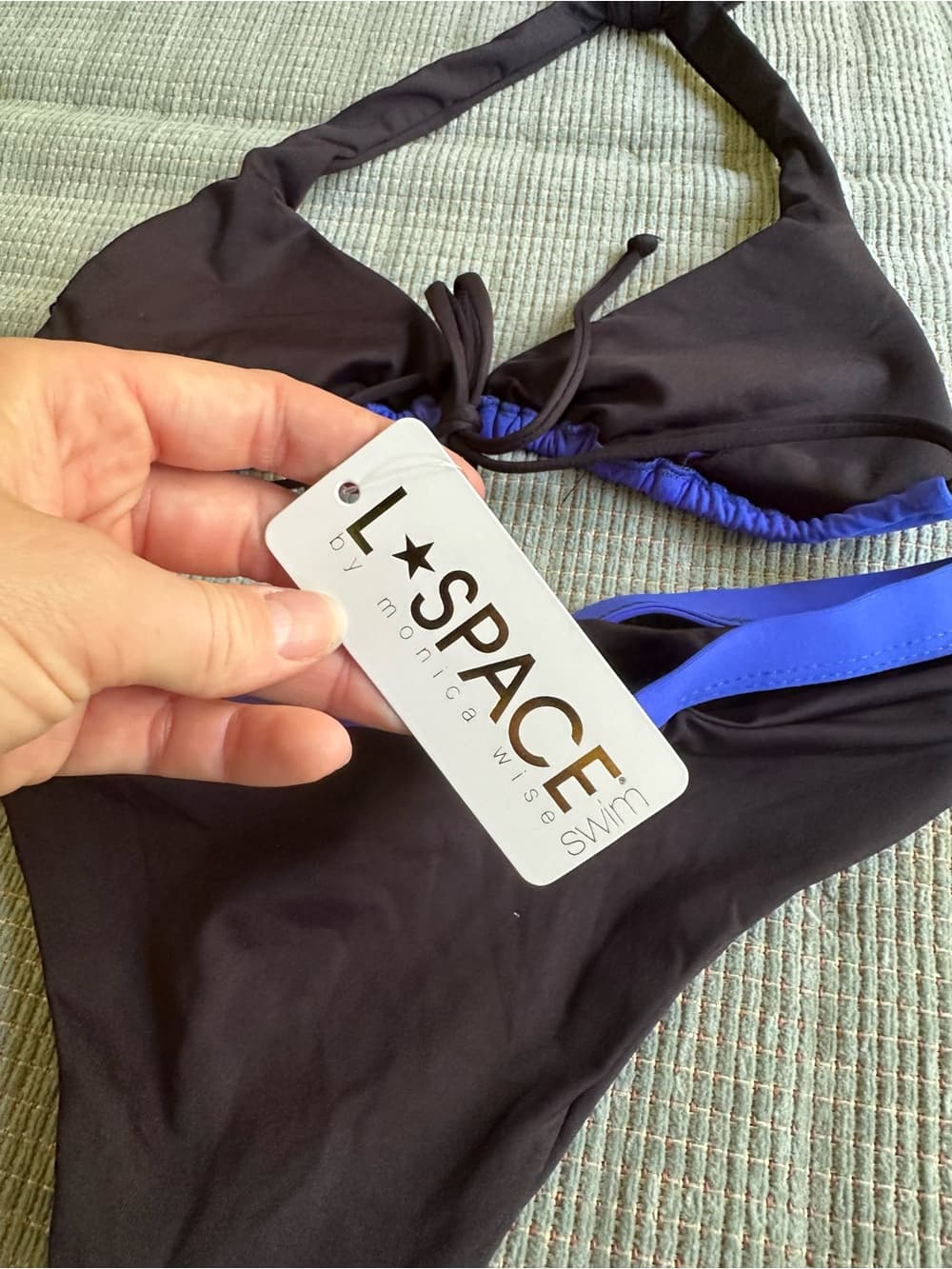 NWT L*Space colorblock bikini set black blue extra small - Thumbnail 5