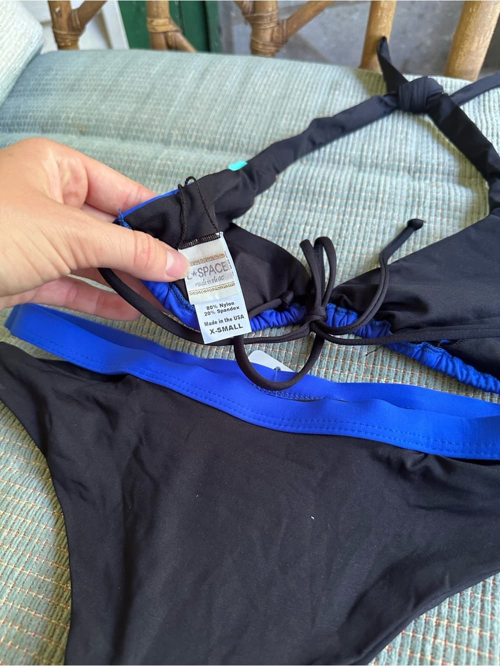 NWT L*Space colorblock bikini set black blue extra small - Thumbnail 4