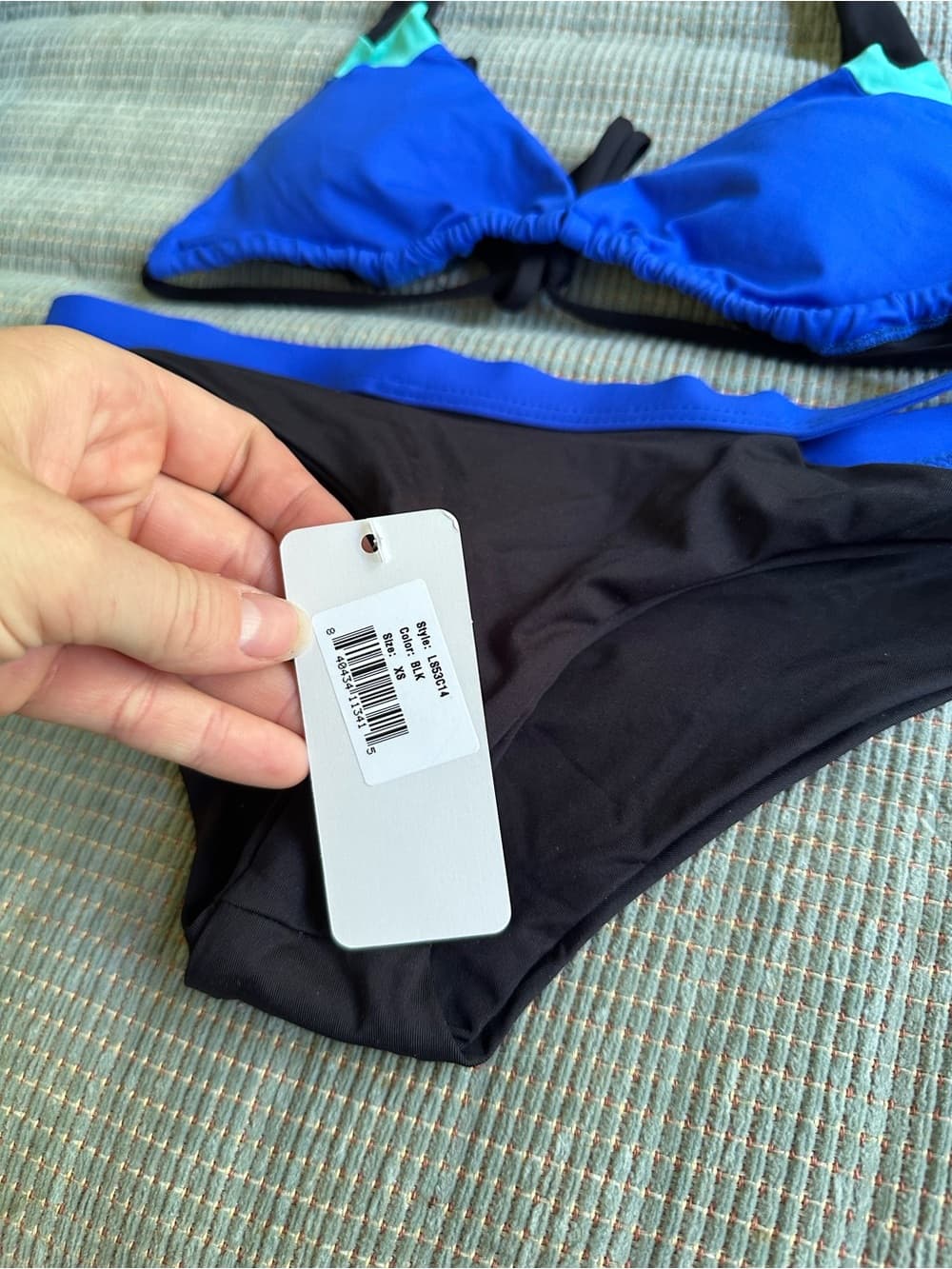 NWT L*Space colorblock bikini set black blue extra small - Thumbnail 2