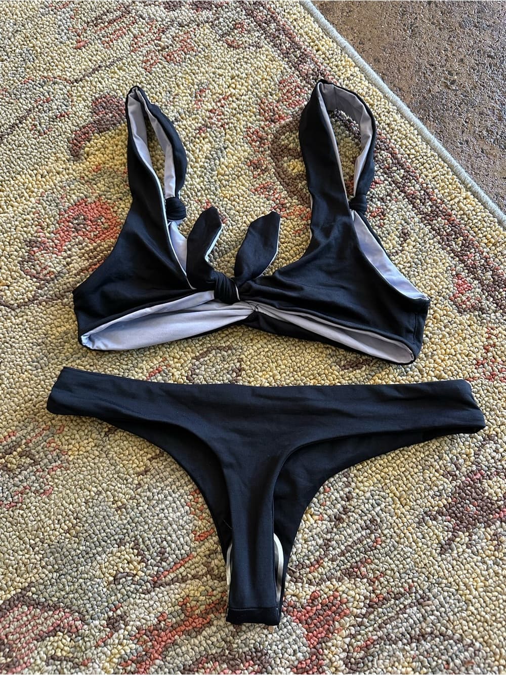 NWOT L*Space bikini set black lilac small - Thumbnail 3