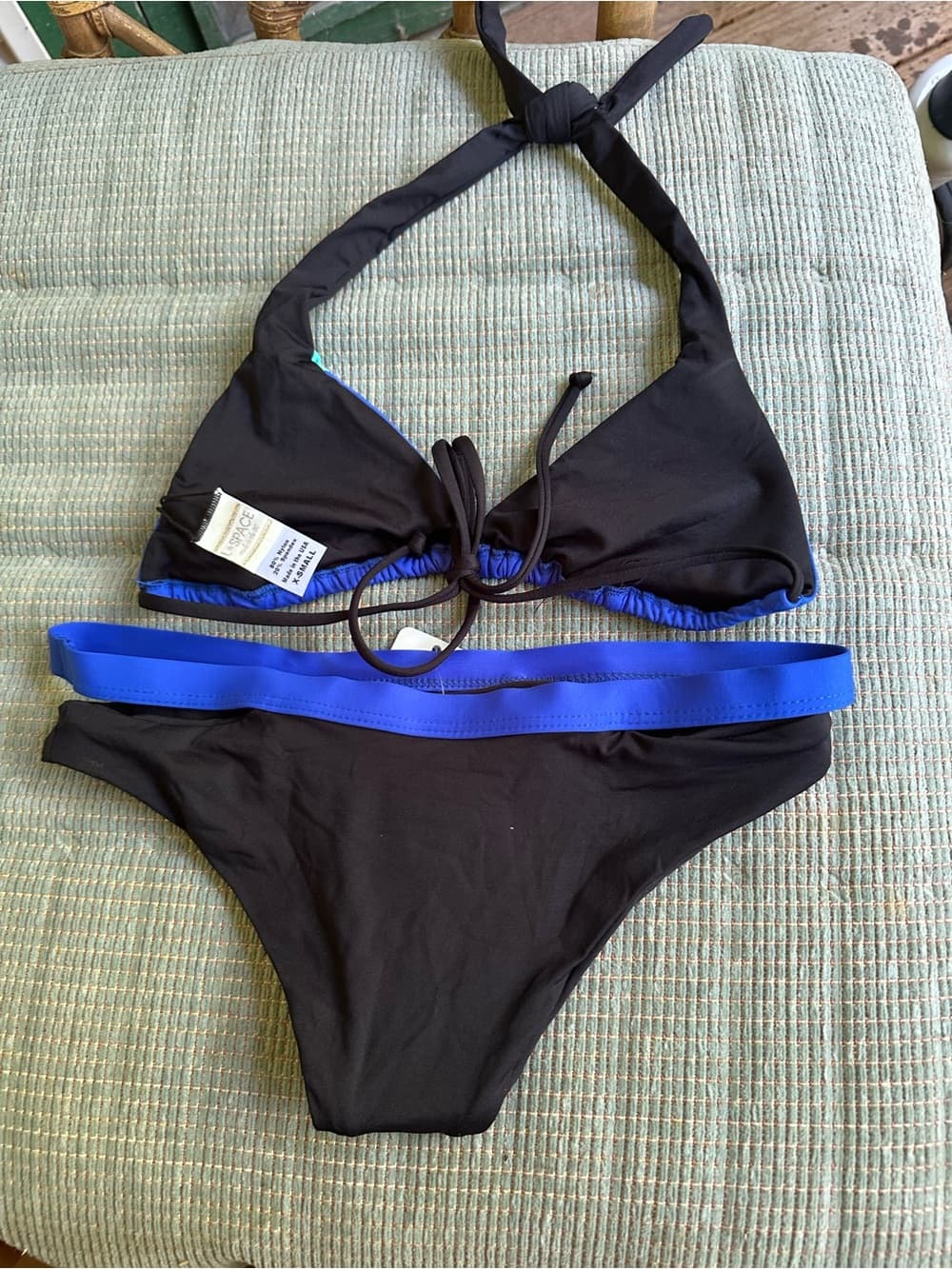 NWT L*Space colorblock bikini set black blue extra small - Thumbnail 3