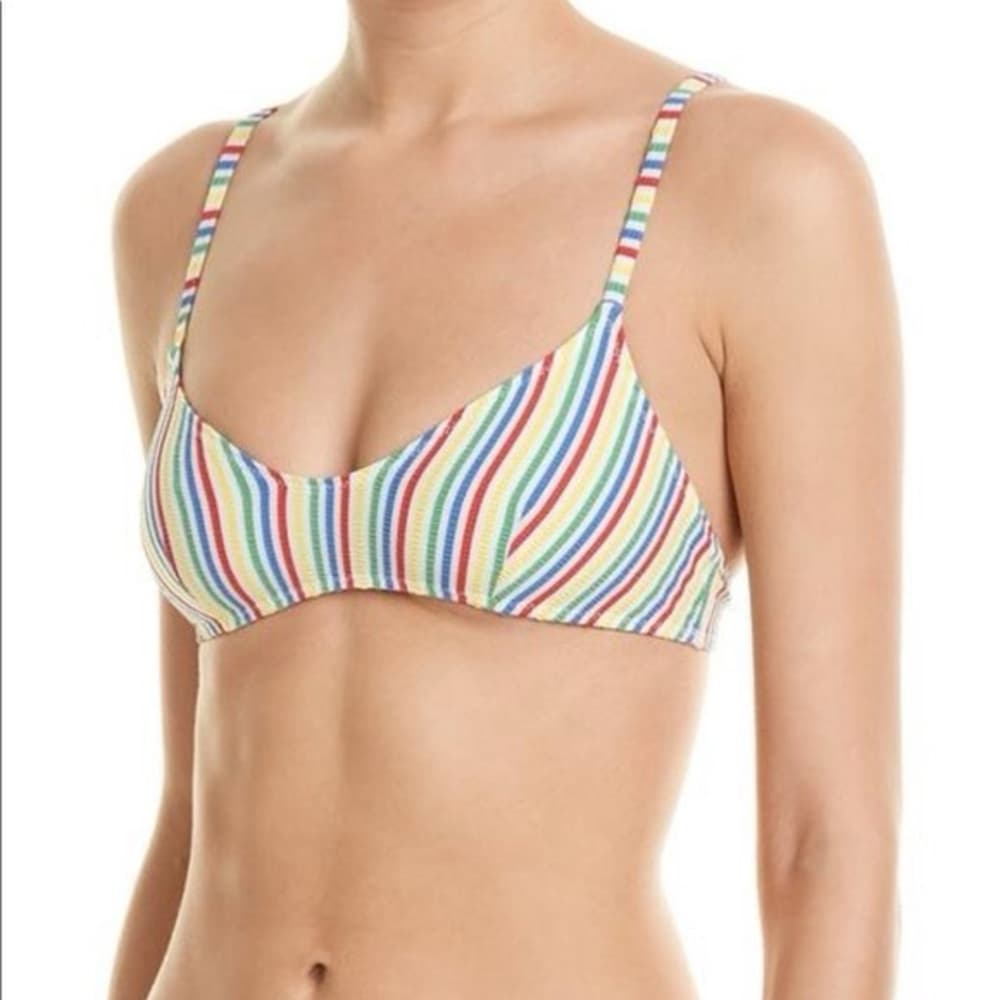 Solid and Striped The Rachel striped seersucker bikini top xs - Thumbnail 4