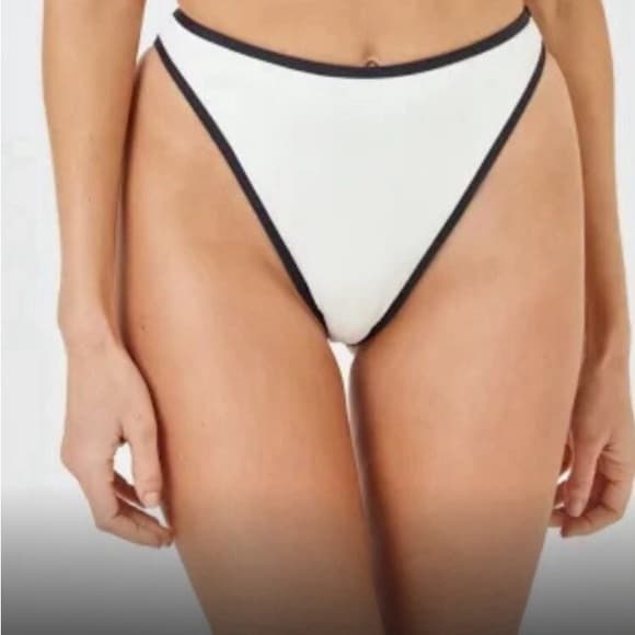 NWOT L*Space high leg bitsy cut bikini bottoms grey white - Thumbnail 5