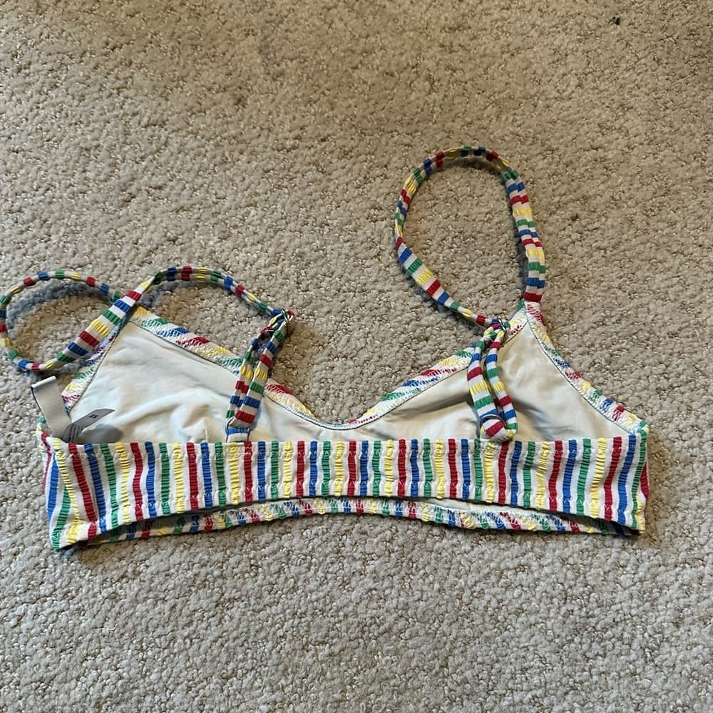 Solid and Striped The Rachel striped seersucker bikini top xs - Thumbnail 2