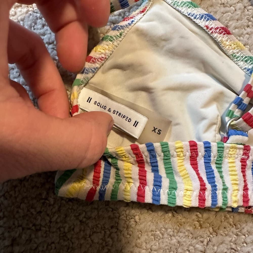 Solid and Striped The Rachel striped seersucker bikini top xs - Thumbnail 3