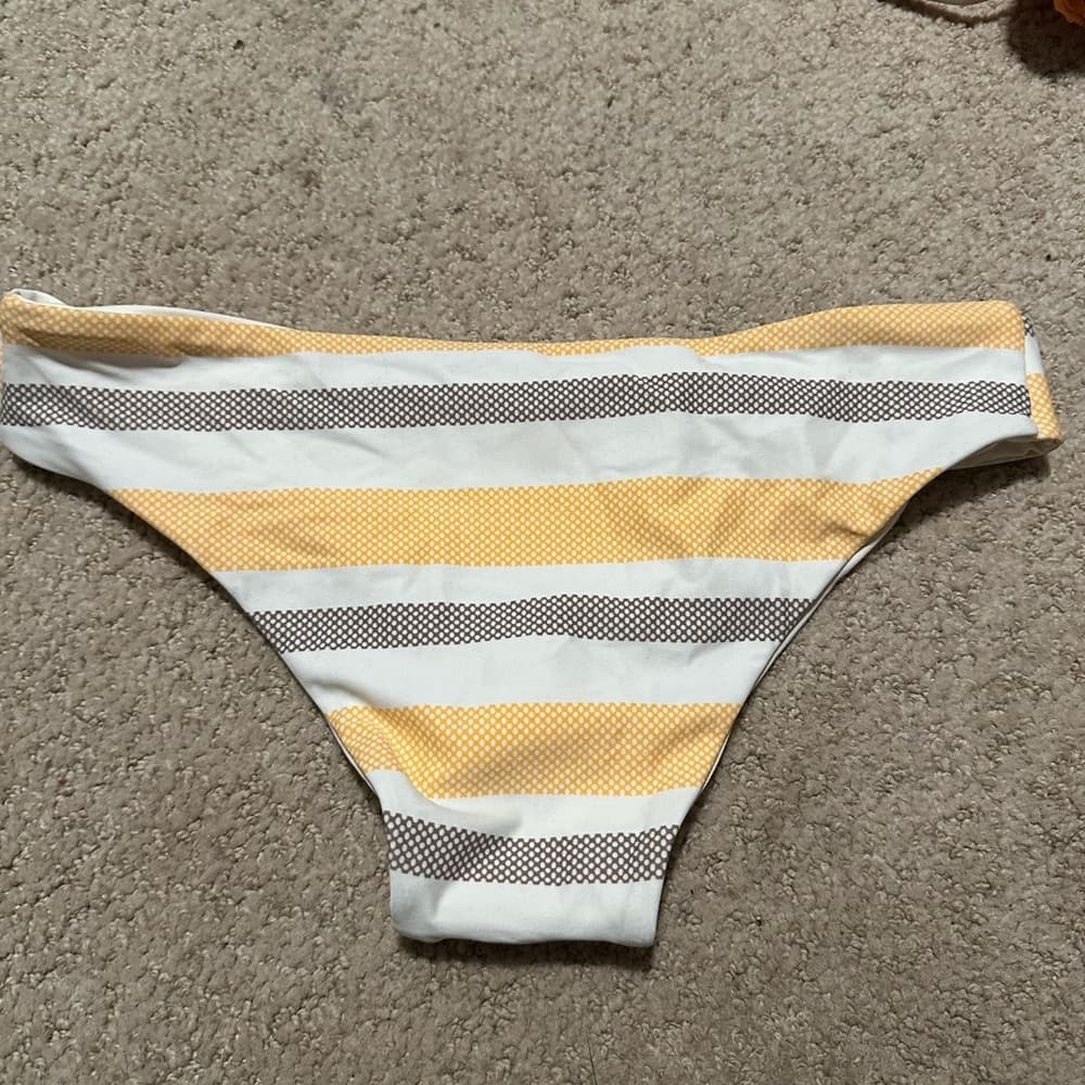 NWOT L*Space striped bikini bottoms white yellow - Thumbnail 3