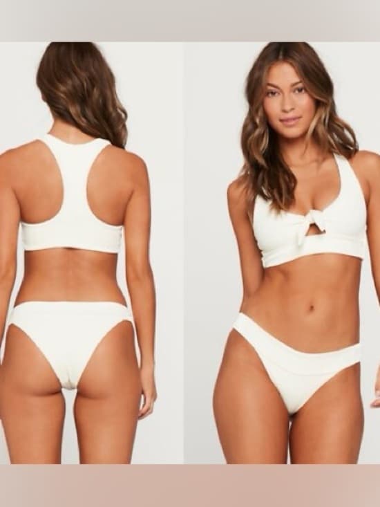 NWOT L*Space Ridin High ribbed bikini set cream small - Thumbnail 6