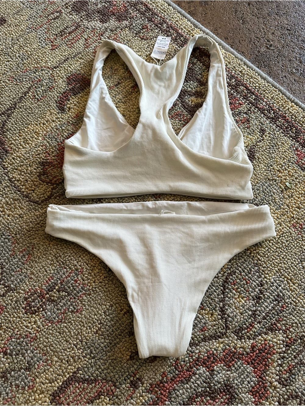 NWOT L*Space Ridin High ribbed bikini set cream small - Thumbnail 3
