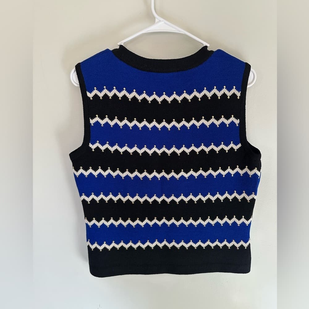 St. John wool blend sleeveless sweater blue medium - Thumbnail 3