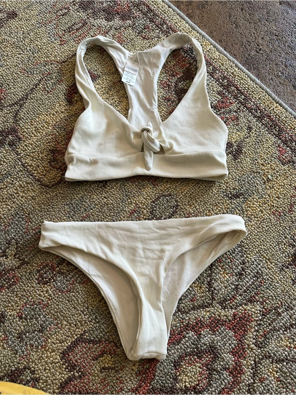 NWOT L*Space Ridin High ribbed bikini set cream small