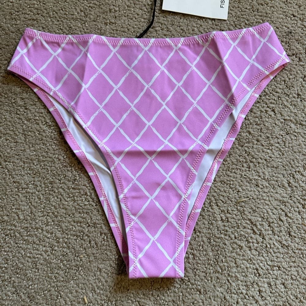 NWT Fisch Public bikini bottoms pink fish net