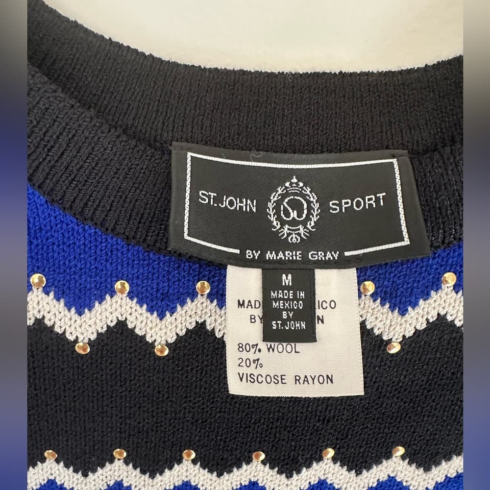 St. John wool blend sleeveless sweater blue medium - Thumbnail 2