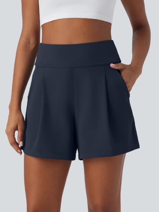 NWOT Halara DayStretch High Waisted Work Shorts with Pockets navy - Thumbnail 6