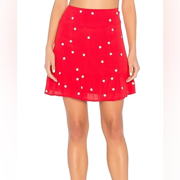 For Love and Lemons Revolve Chiquita skirt Cherry - Thumbnail 5