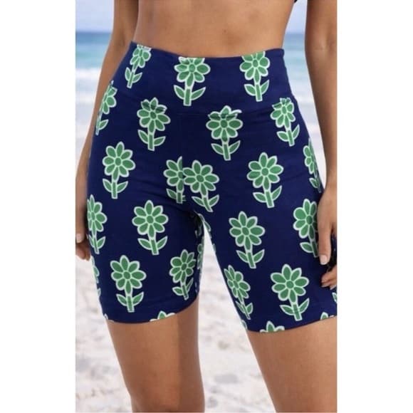 NWT Rhode Naomi biker shorts cobalt floral - Thumbnail 3
