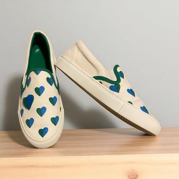 Tory Sport Slip On Sneaker Sailing Blue Mini Hearts - Thumbnail 6