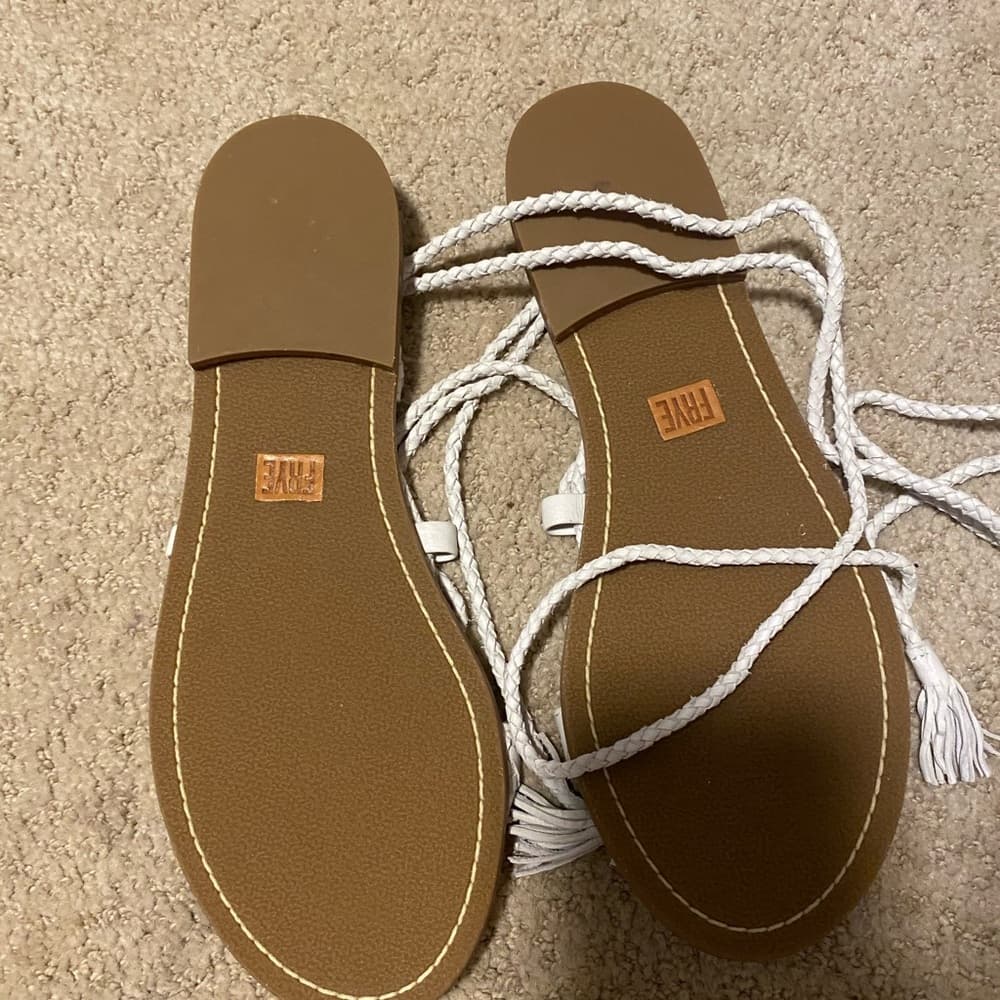 NWOT Frye Ruth white tan leather sandals - Thumbnail 3