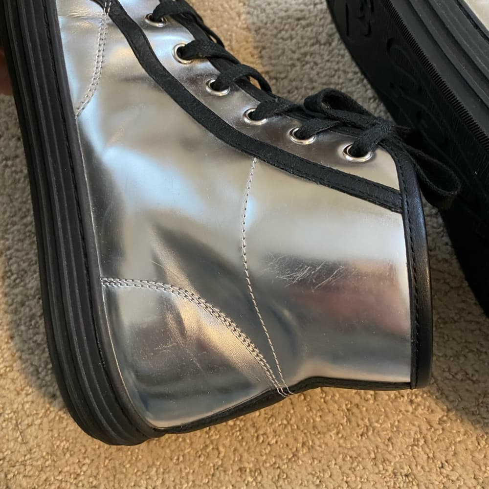 Gucci California metallic silver leather studded high top sneakers - Thumbnail 7