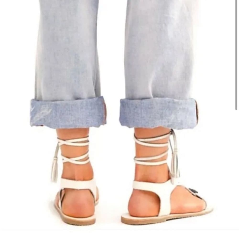 Free People Brynn Marr wrap leather sandals white 36