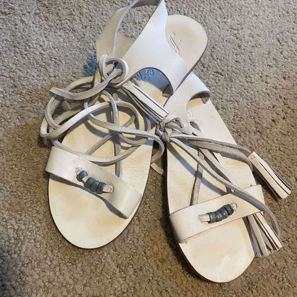 Free People Brynn Marr wrap leather sandals white 36 - Thumbnail 3