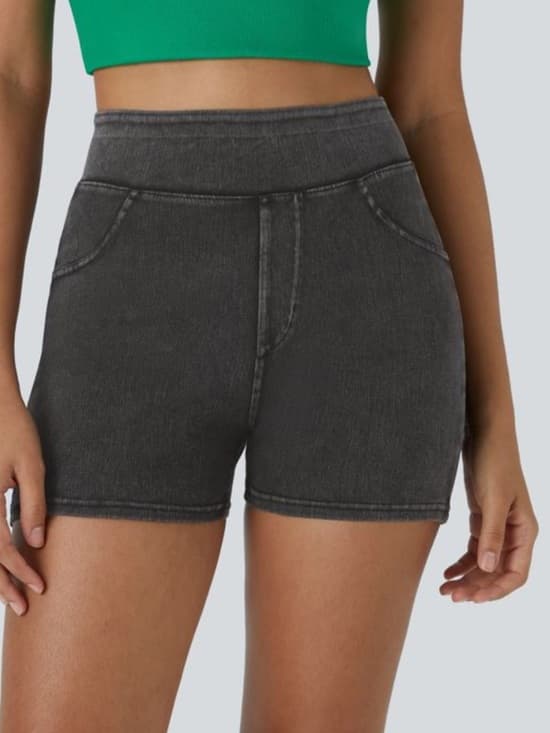 NWOT Halara high waisted denim shorts black - Thumbnail 6