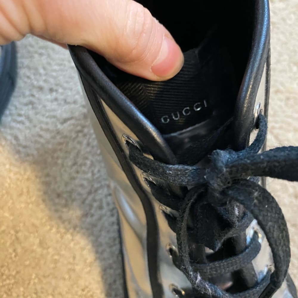 Gucci California metallic silver leather studded high top sneakers - Thumbnail 9