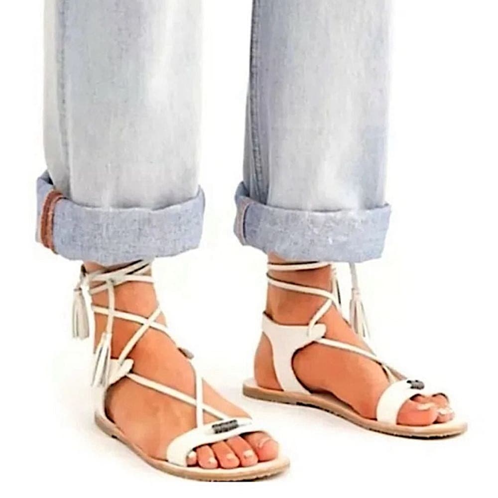 Free People Brynn Marr wrap leather sandals white 36 - Thumbnail 7