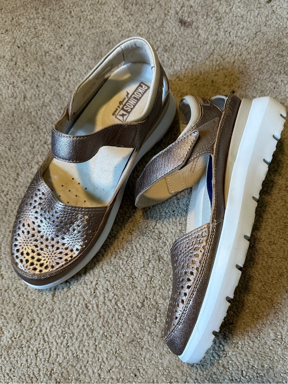 Pikolinos Reuda leather mary jane trainers Stone