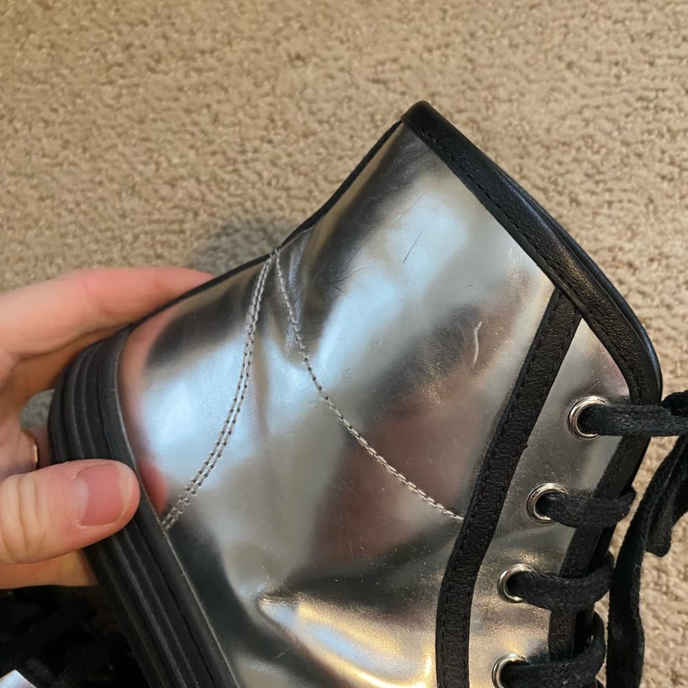 Gucci California metallic silver leather studded high top sneakers - Thumbnail 6
