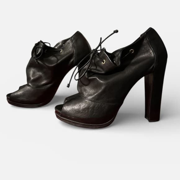 Fendi peep toe platform heels black - Thumbnail 9