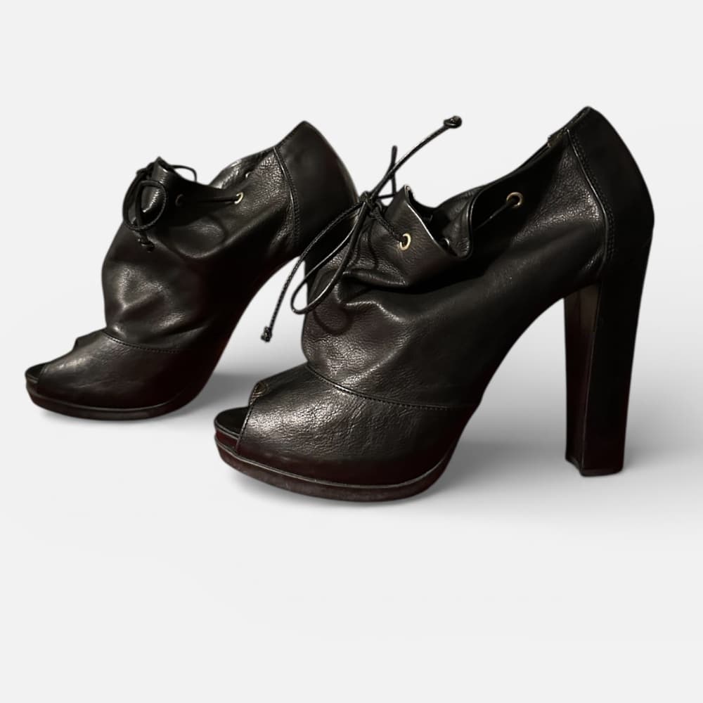 Fendi peep toe platform heels black - Thumbnail 8