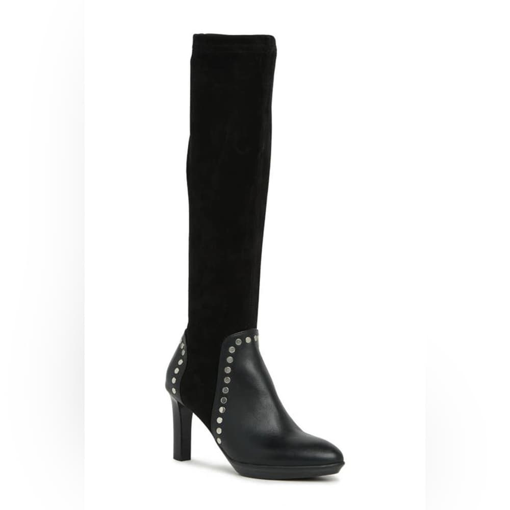 Aquatalia Rolla Stretch Knee High Boot black studded - Thumbnail 7