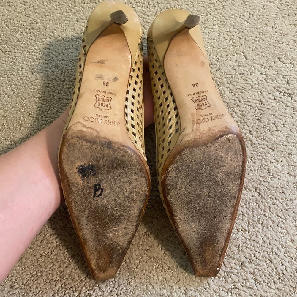 Jimmy Choo perforated leather kitten heels tan - Thumbnail 5