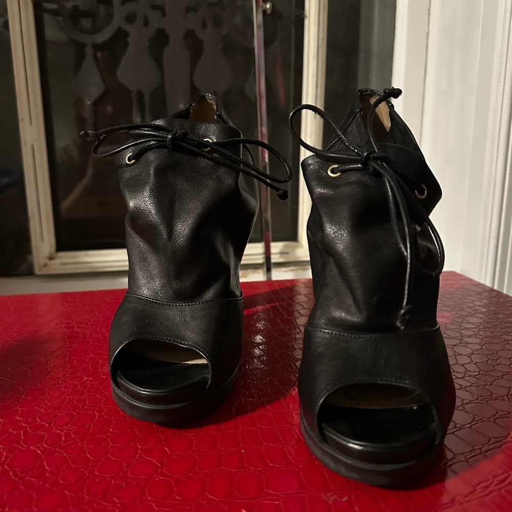 Fendi peep toe platform heels black - Thumbnail 2