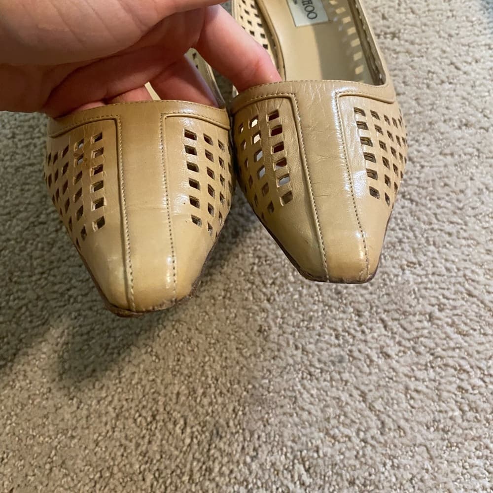Jimmy Choo perforated leather kitten heels tan - Thumbnail 2