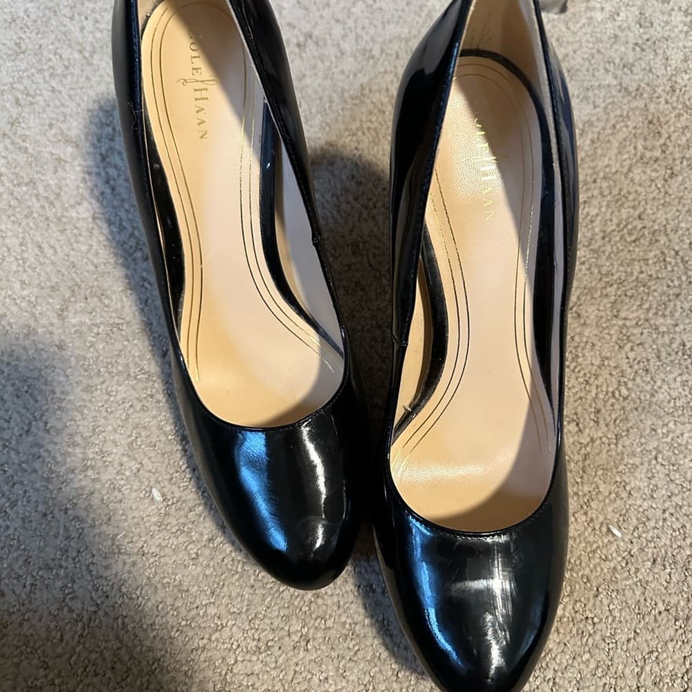 Cole Haan Chelsea patent leather Nike Air heels black