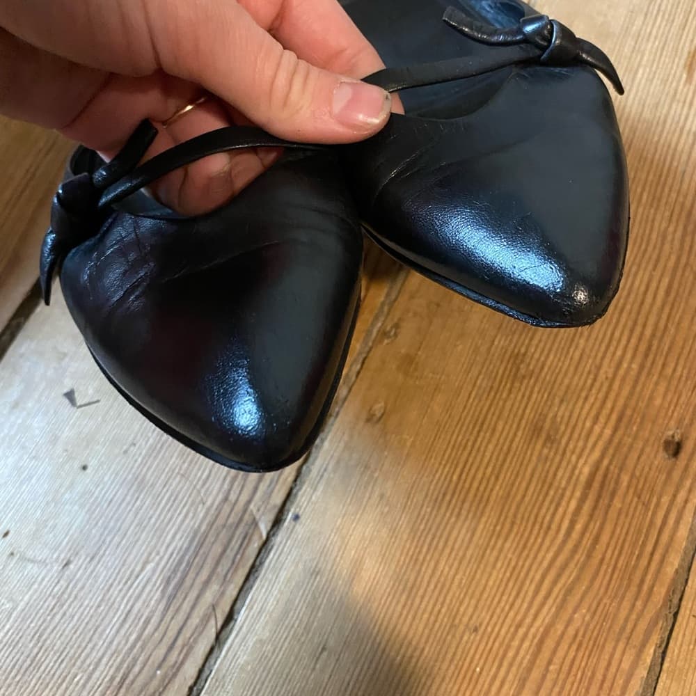 Prada pointed bow toe mules black leather - Thumbnail 3