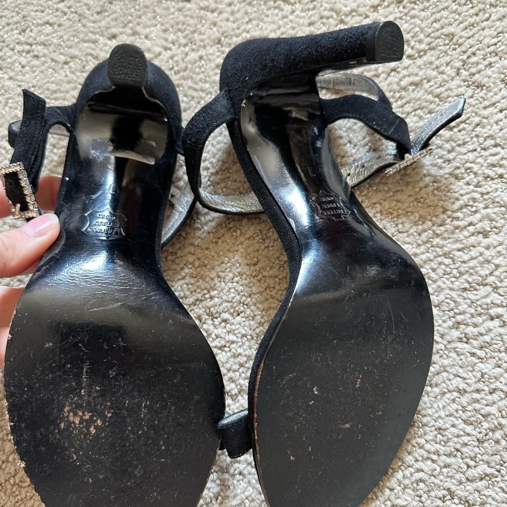 Charles Jourdan strappy leather heels black 7 - Thumbnail 4