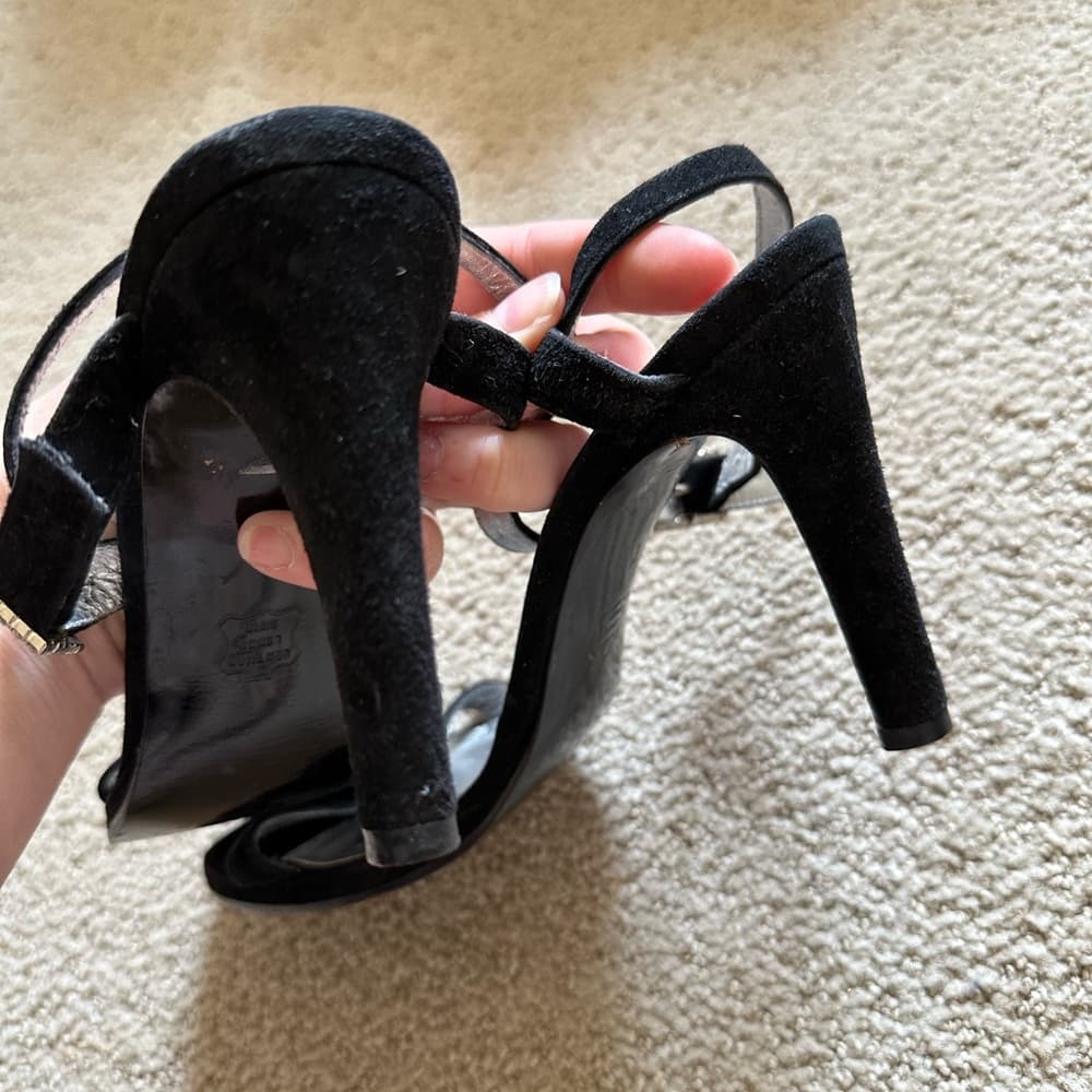 Charles Jourdan strappy leather heels black 7 - Thumbnail 3