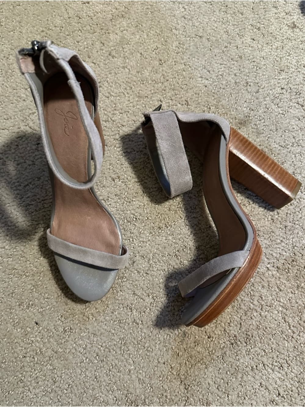 Joie suede block heels grey