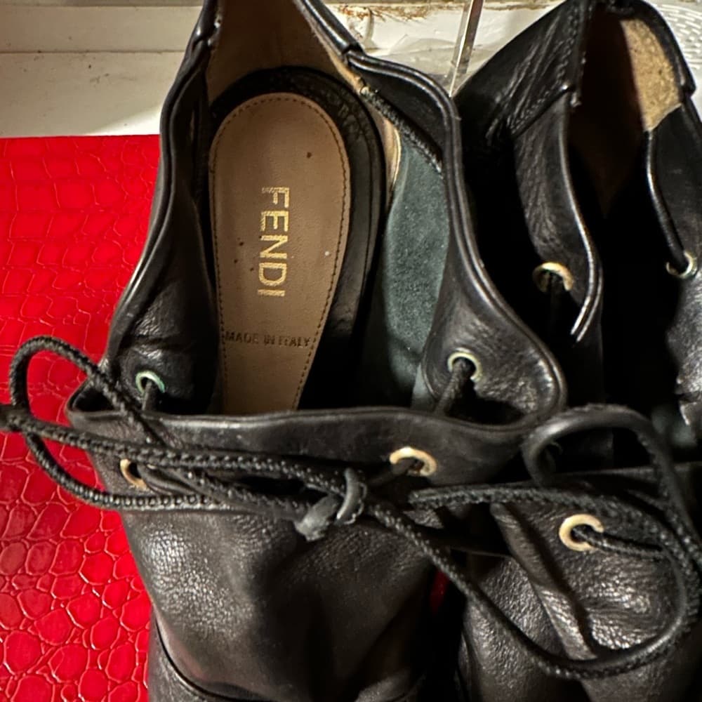 Fendi peep toe platform heels black - Thumbnail 5