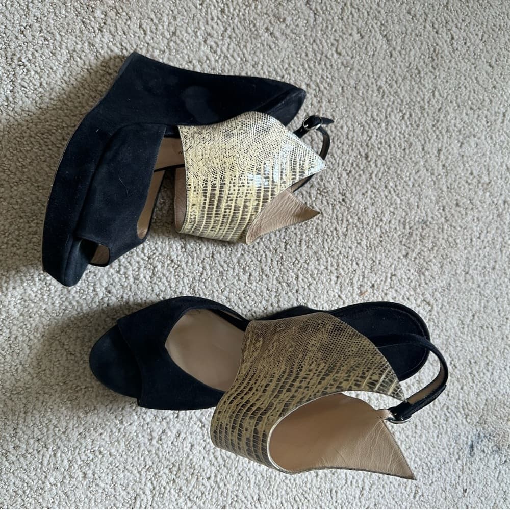 Paul Andrew wedges suede snakeskin