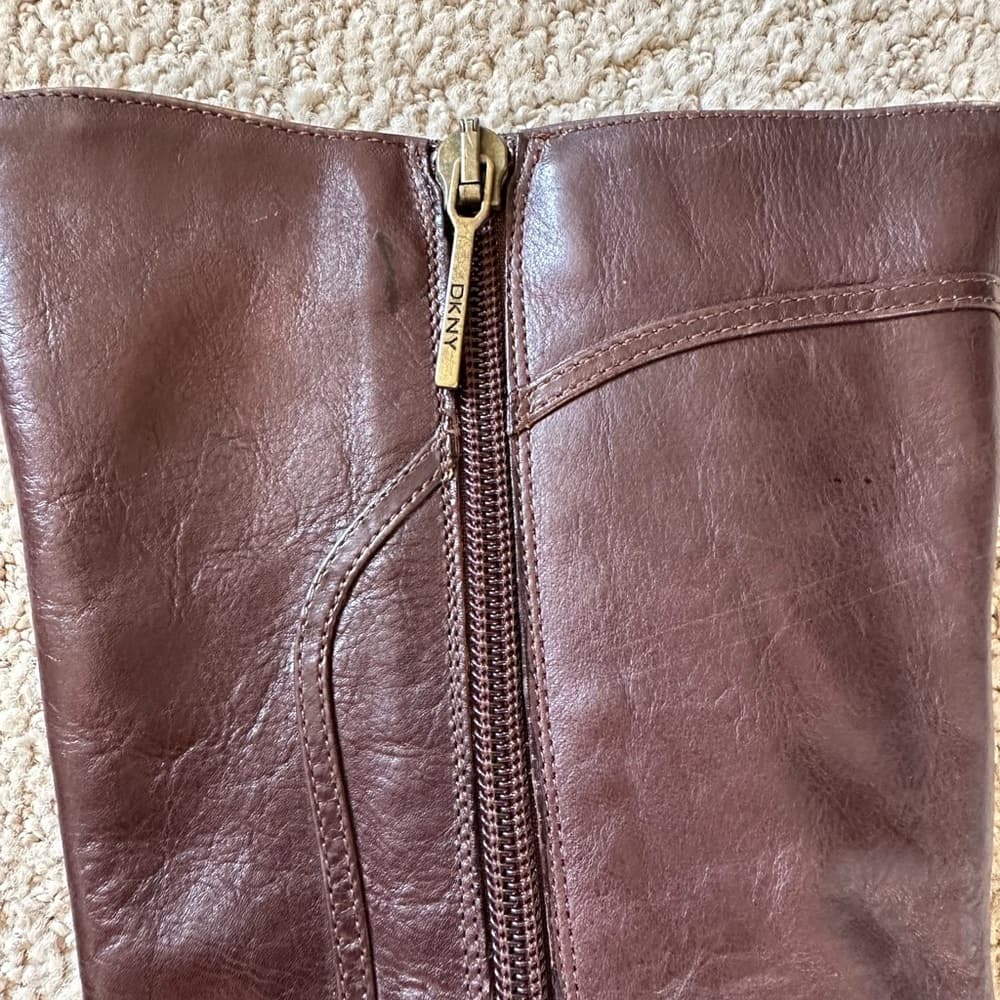 Vintage DKNY Y2K leather boots brown 8.5 - Thumbnail 5