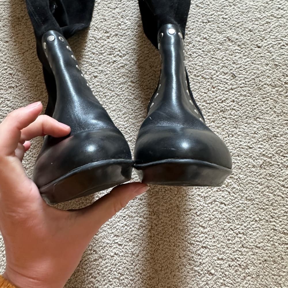 Aquatalia Rolla Stretch Knee High Boot black studded - Thumbnail 4