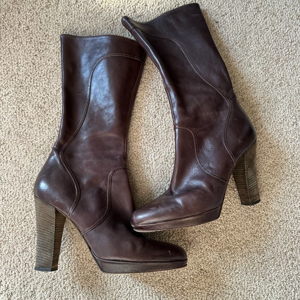 Vintage DKNY Y2K leather boots brown 8.5
